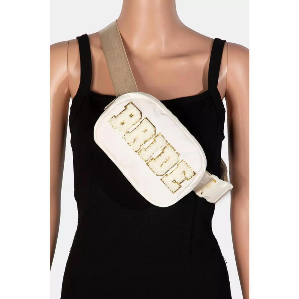 Fame Fuzzy Glitter Bride Crossbody Bag